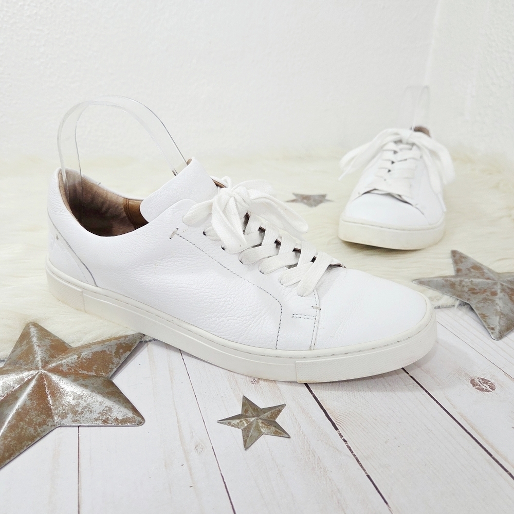 Frye Ivy Low Lace Up Sneakers White Leather Low Top Shoes Women's Size 9